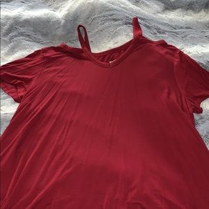 Red open shoulder top